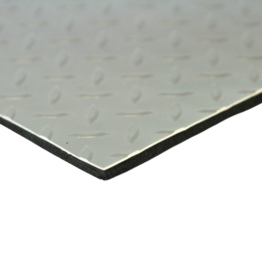 Floorflex Grey Camper Van Floor Soundproofing Checker 5mm PVC Mat + Foam