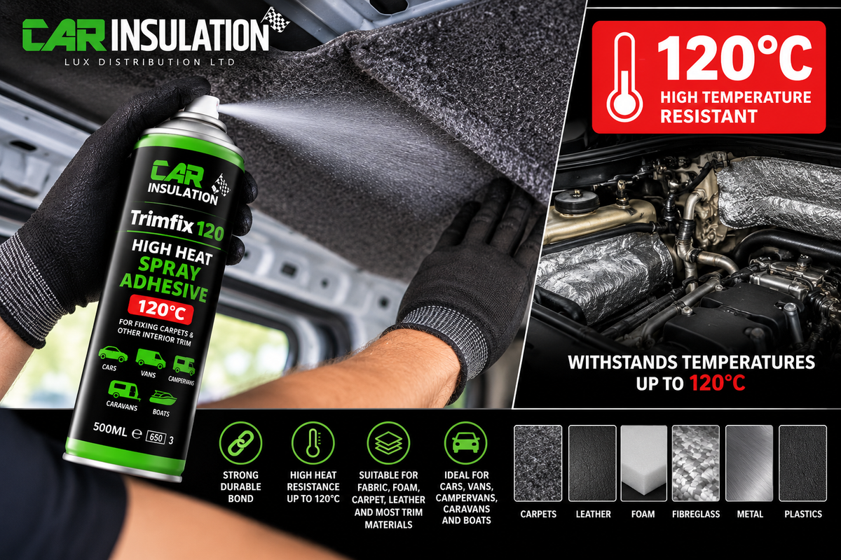 High Heat Spray Adhesive Glue 500ml x 5 Heat Resistant, Automotive Carpet, Headlining, Campervan Trim