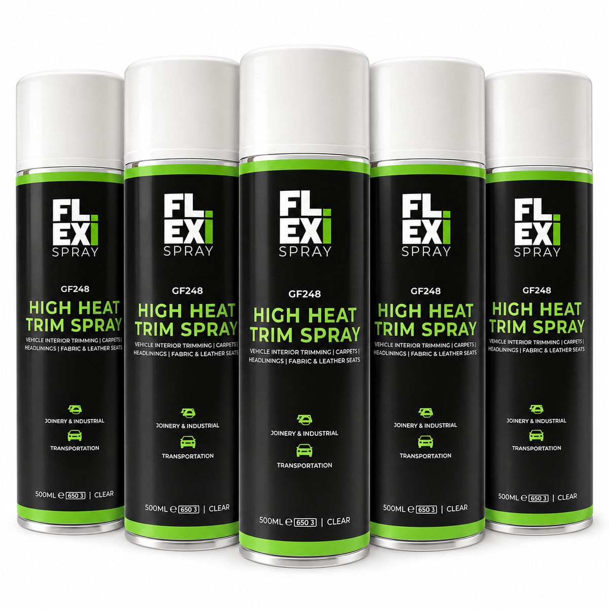 High Heat Spray Adhesive Glue 500ml x 5 Heat Resistant, Automotive Carpet, Headlining, Campervan Trim